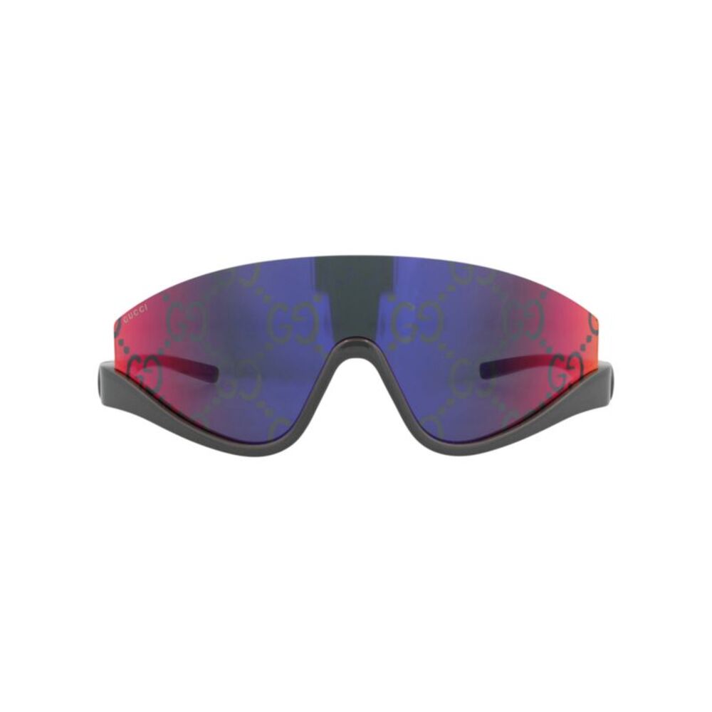 Gucci Shield-Frame Injection Sunglasses Grey Womens